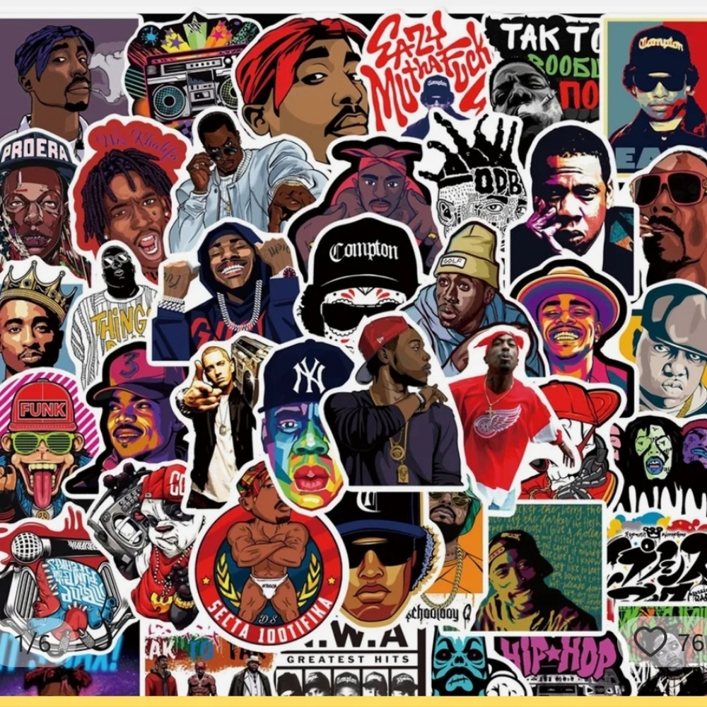 50pc Hip Hop Rap Urban Artist Vinyl Stickers